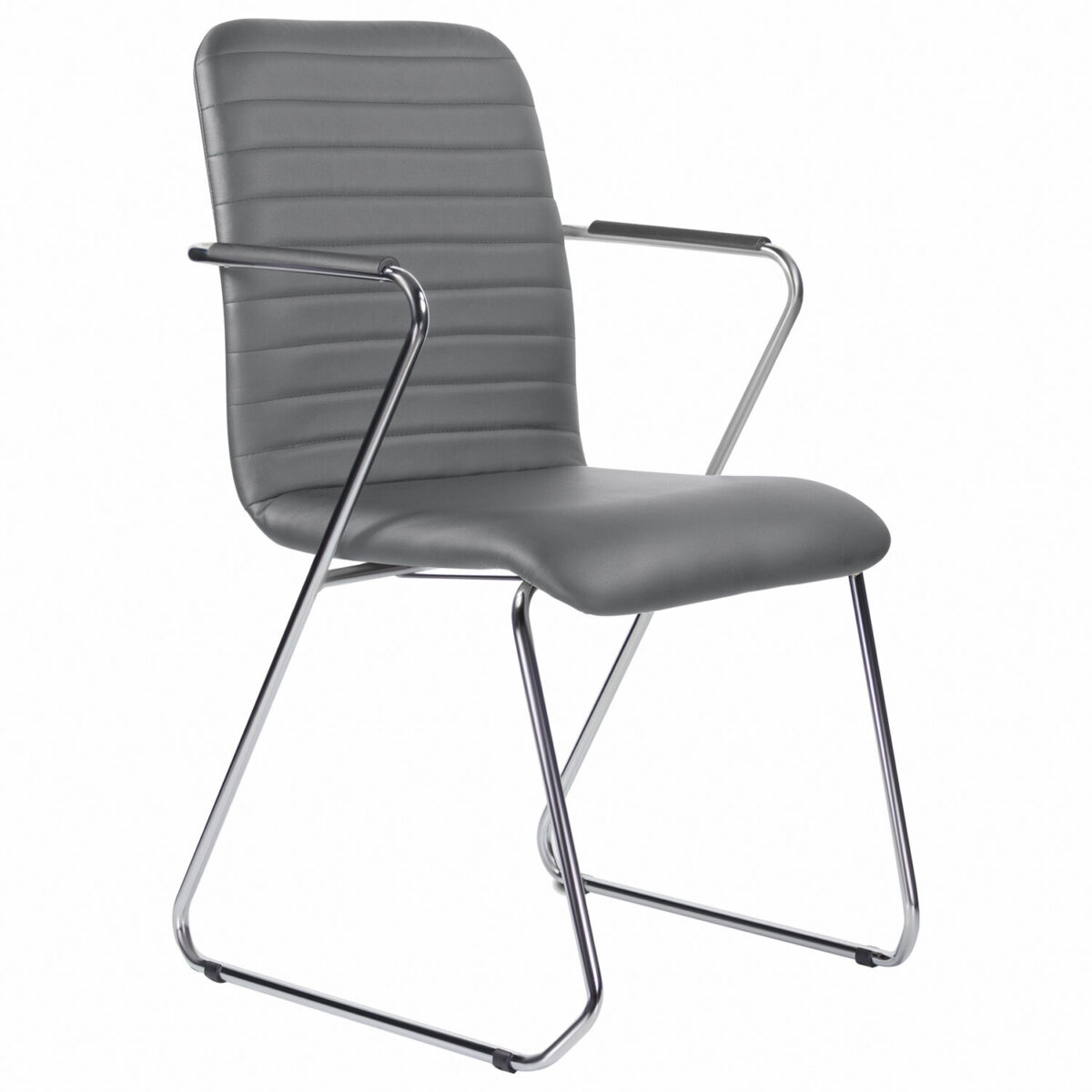 Кресло для приемных и переговорных BRABIX "Visit CF-101", хром, экокожа, темно-серое, 532561 — изображение 1