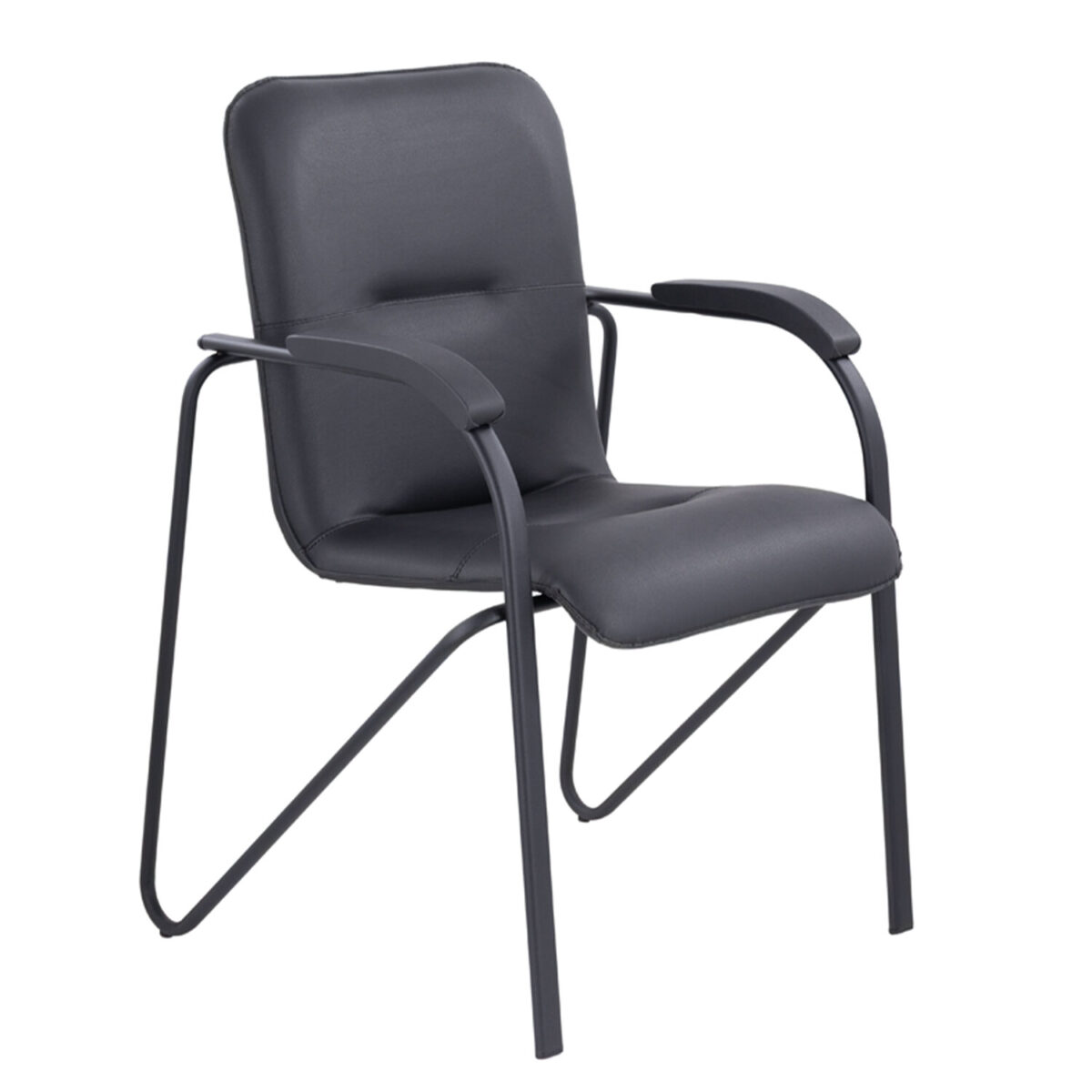 Кресло для приемных и переговорных BRABIX "Samba CF-107", черный каркас, кожзам черный, собранное, 533189 — изображение 1
