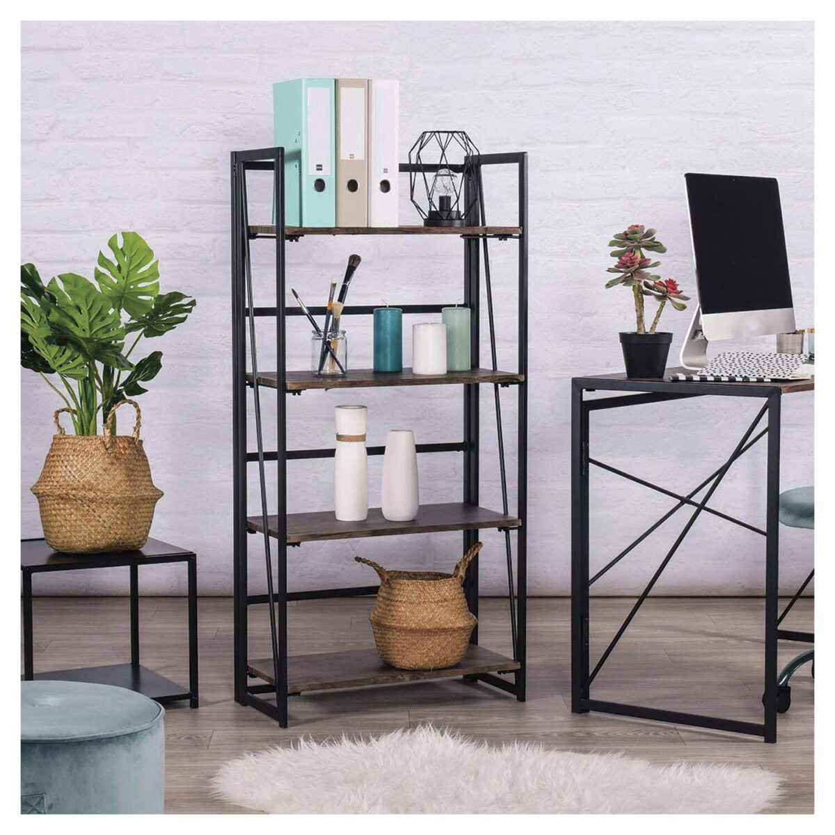 Стеллаж на металлокаркасе "BRABIX LOFT SH-001", 600х300х1250 мм, складной, цвет морёный дуб, 641228 — изображение 13