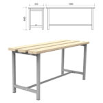 Скамья деревянная на металлокаркасе "СТ 1", 1000х350х460 мм, каркас металлический серый, сиденье дерево