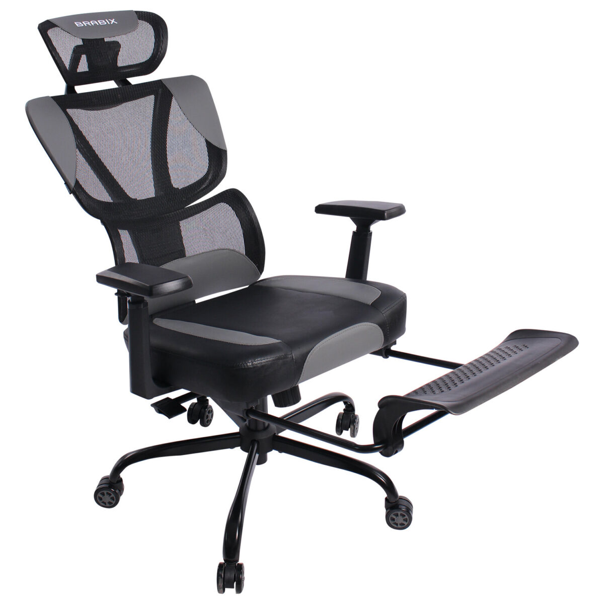 Кресло BRABIX PREMIUM "Venom GM-530", подножка, синхромеханизм, экокожа/сетка, черное/серое, 532951 — изображение 8