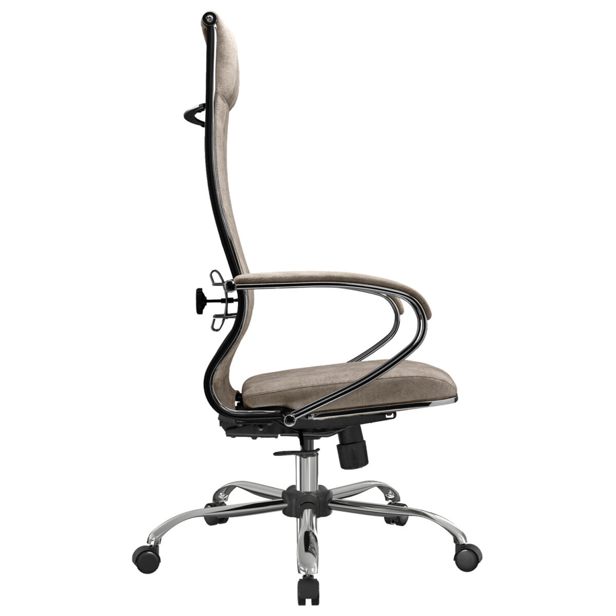 Кресло офисное МЕТТА "L1m 42", хром, сиденье и спинка мягкие, велюр, бежевое — изображение 7