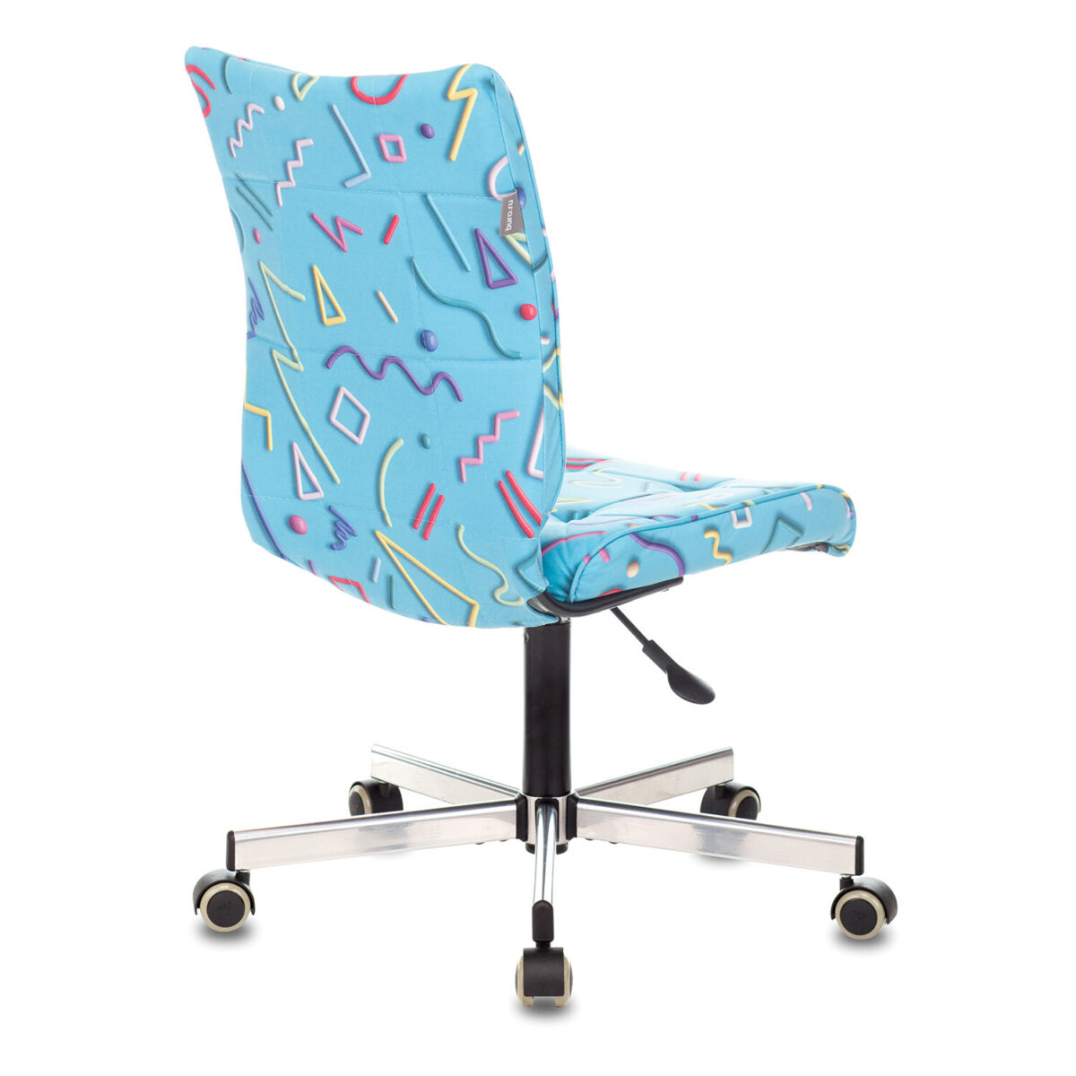 Кресло CH-330M, без подлокотников, пятилучие серебристое, ткань, голубое с рисунком, 1624532 — изображение 5