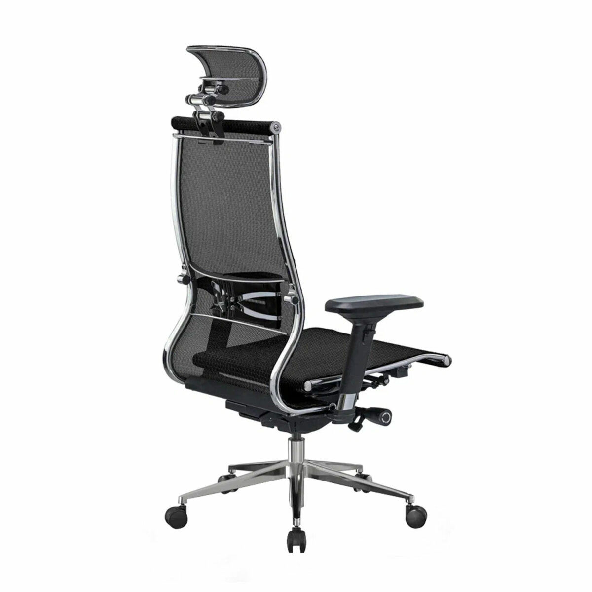 Кресло офисное МЕТТА "SAMURAI" S-3, с подголовником, сверхпрочная ткань-сетка, черное — изображение 6