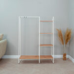 Вешалка-стеллаж "Скандинавия-1", 1470х1100х385 мм, 5 полок, металл/ЛДСП, белая/дуб, ГСС1 Б — изображение 5