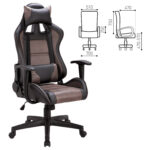 Кресло компьютерное BRABIX "GT Racer GM-100", две подушки, ткань, экокожа, черное/коричневое, 531819 — изображение 2