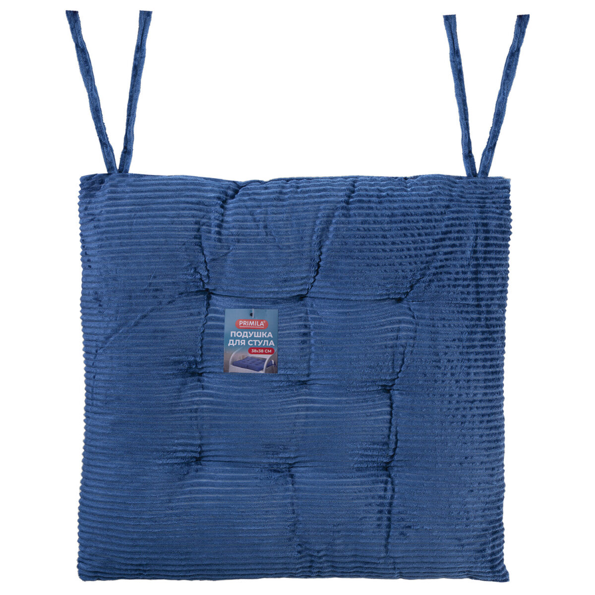 Подушка на стул "ВЕЛЬВЕТ" 38х38 см, полиэстер, синяя, PRIMILA (ПРИМИЛА) CLASSIC, 700505 — изображение 2