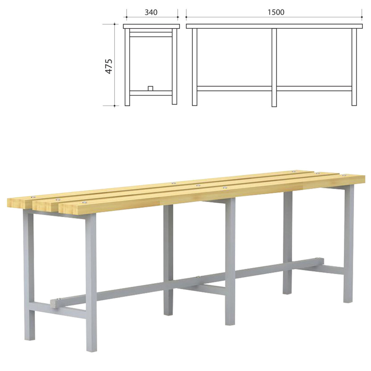 6363771f4ae9934291e2cc4404579169_xl Скамья деревянная на металлокаркасе П-13Д(1500) (1500х340х475 мм) — изображение 1
