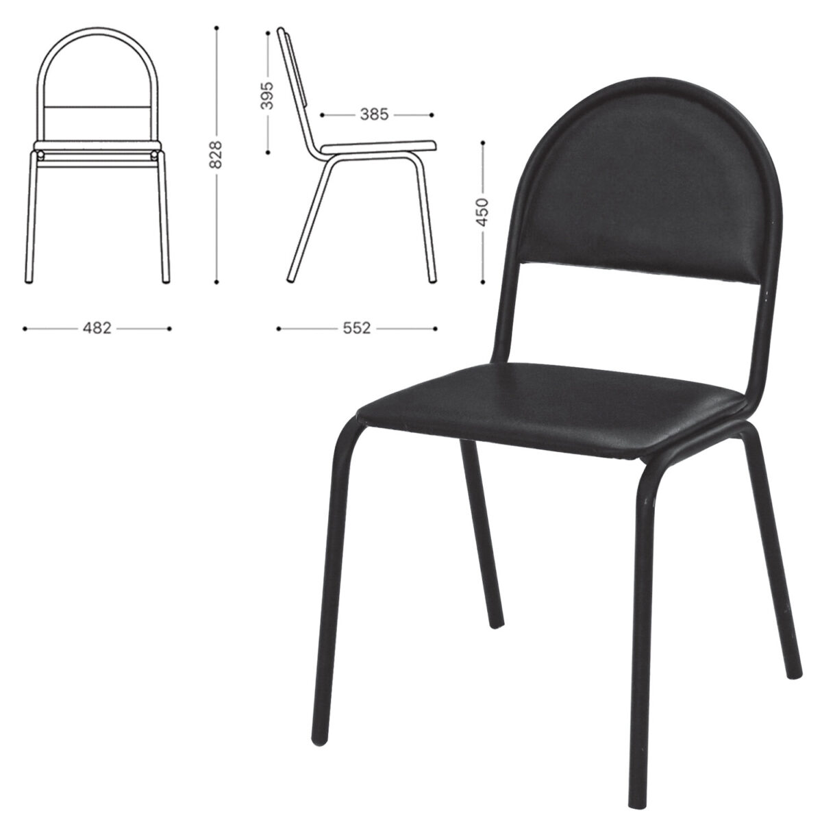 Стул для посетителей "Серна", черный каркас, кожзаменитель черный, СМ 7/22 К-01 — изображение 1