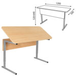 Стол-парта 2-местный, регулируемый угол, СУТ.55-01, 1200х500х520-640 мм, рост 2-4, серый каркас, ЛДСП клён — изображение 3