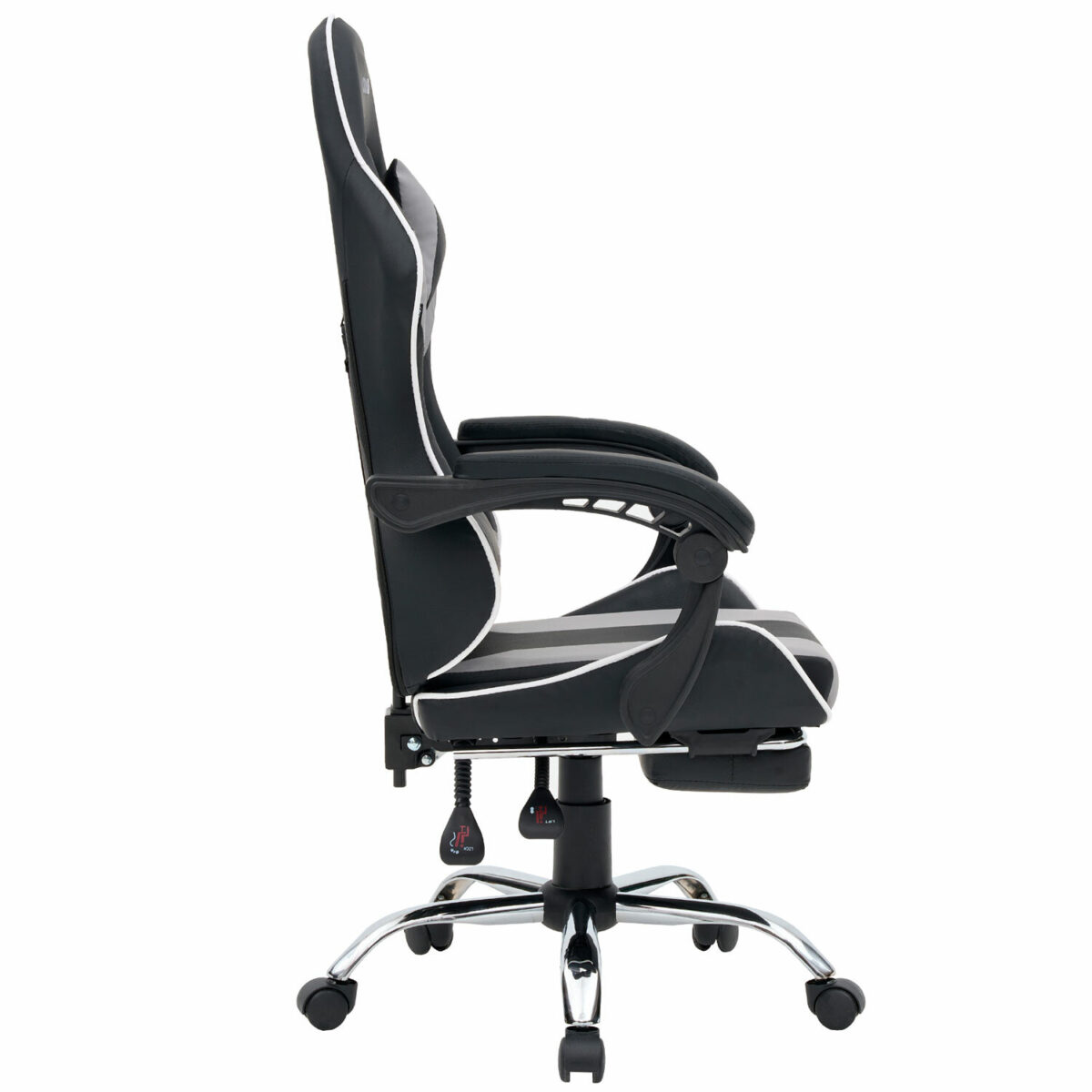 Кресло компьютерное CROMEX (КРОМЕКС) "Wave GM-145", вибромассаж, подножка, подушки, экокожа, черное/серое, 532956 — изображение 3