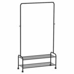 Вешалка для плечиков "Валенсия-32М", 1620х915х300 мм, 2 полки, передвижная, металл, черная, ВГВ32М Ч