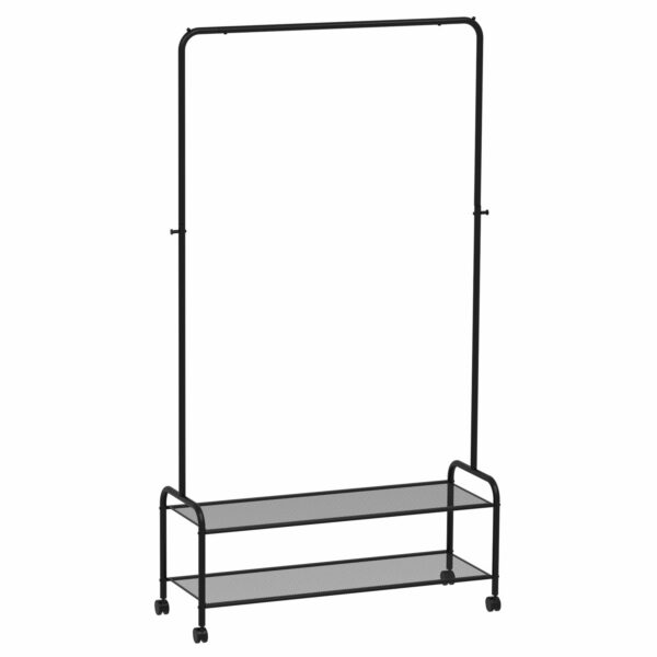 Вешалка для плечиков "Валенсия-32М", 1620х915х300 мм, 2 полки, передвижная, металл, черная, ВГВ32М Ч