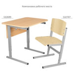 Стол-парта 1-местный регулируемый СУТ.54, 600х500х520-640 мм, рост 2-4, серый каркас, ЛДСП клён — изображение 5