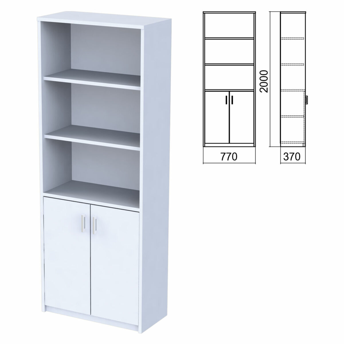 Шкаф полузакрытый "Арго", 770х370х2000 мм, 2 двери, 4 полки, серый — изображение 1