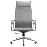 Кресло офисное МЕТТА "L1m 42", хром, сиденье и спинка мягкие, велюр, светло-серое — изображение 8