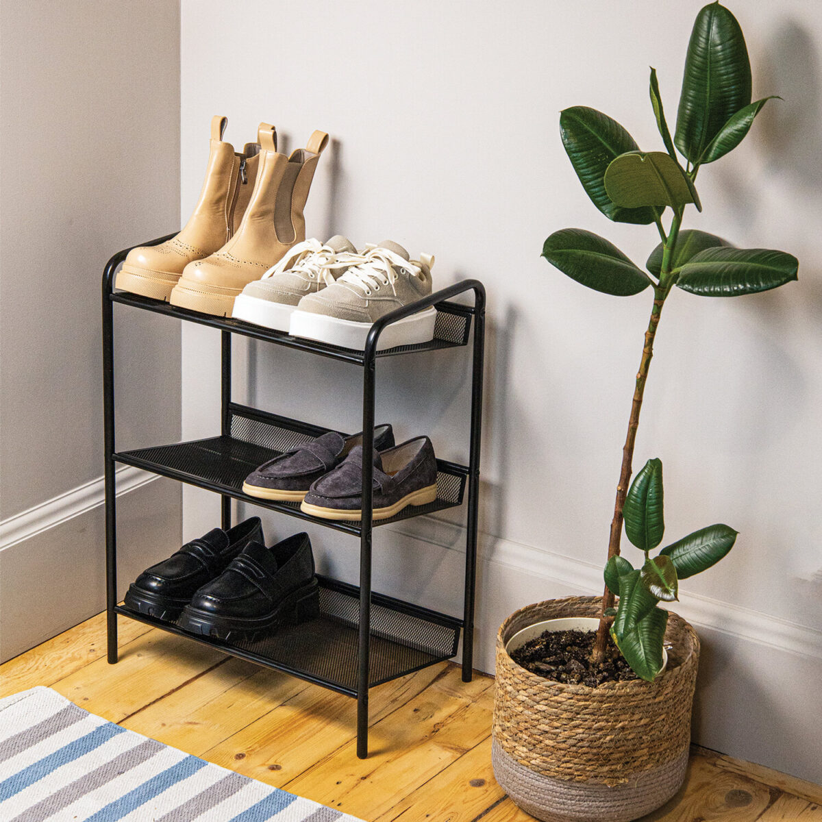 Полка для обуви "Женева-13", 450х270х600 мм, 3 полки, металл, чёрная, ПДО Ж13 Ч — изображение 4