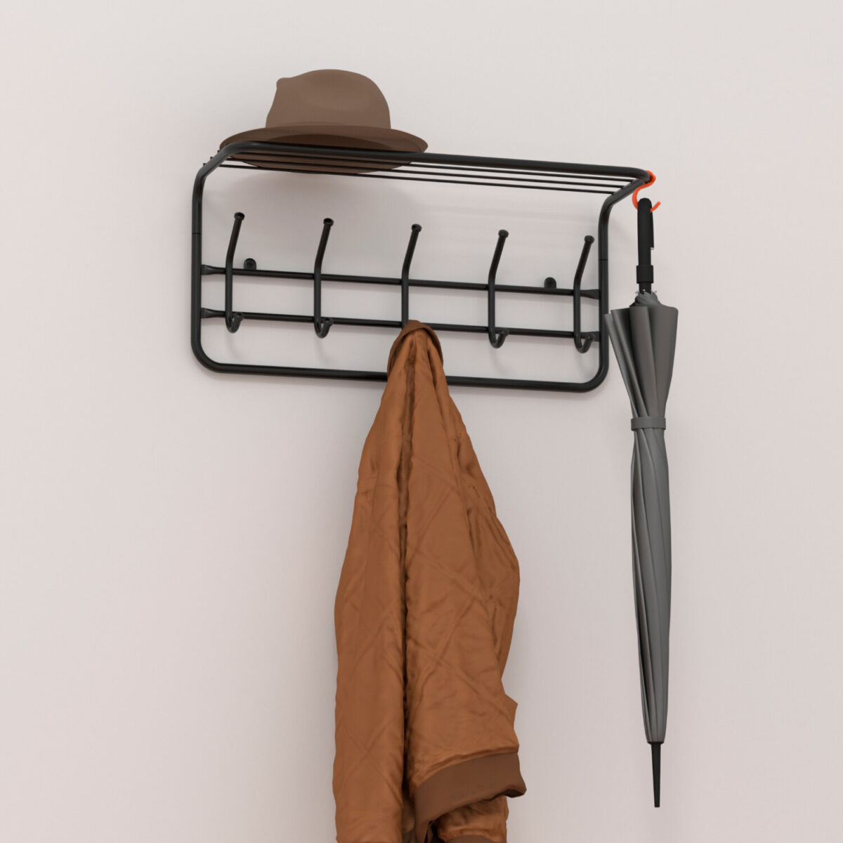 Вешалка настенная с полкой "ВСП6", 265х600х220 мм, 5 крючков, металл, черная, ВСП 6 Ч — изображение 3