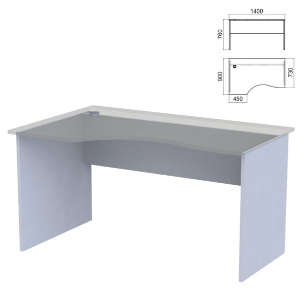 Стол эргономичный ЧАСТЬ 2 "Арго", 1400х900х760 мм, левый/правый, серый