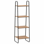 Стеллаж на металлокаркасе "Скандинавия-14", 450х385х1470 мм, 4 полки ЛДСП, черный/дуб, CТCП14 Ч