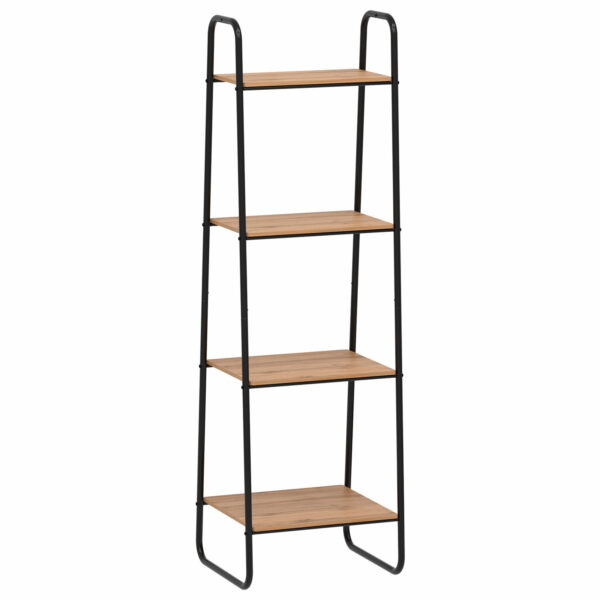 Стеллаж на металлокаркасе "Скандинавия-14", 450х385х1470 мм, 4 полки ЛДСП, черный/дуб, CТCП14 Ч