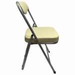 Стул складной для дома и офиса РС04К комфорт, серебристый каркас, кожзам бежевый — изображение 4