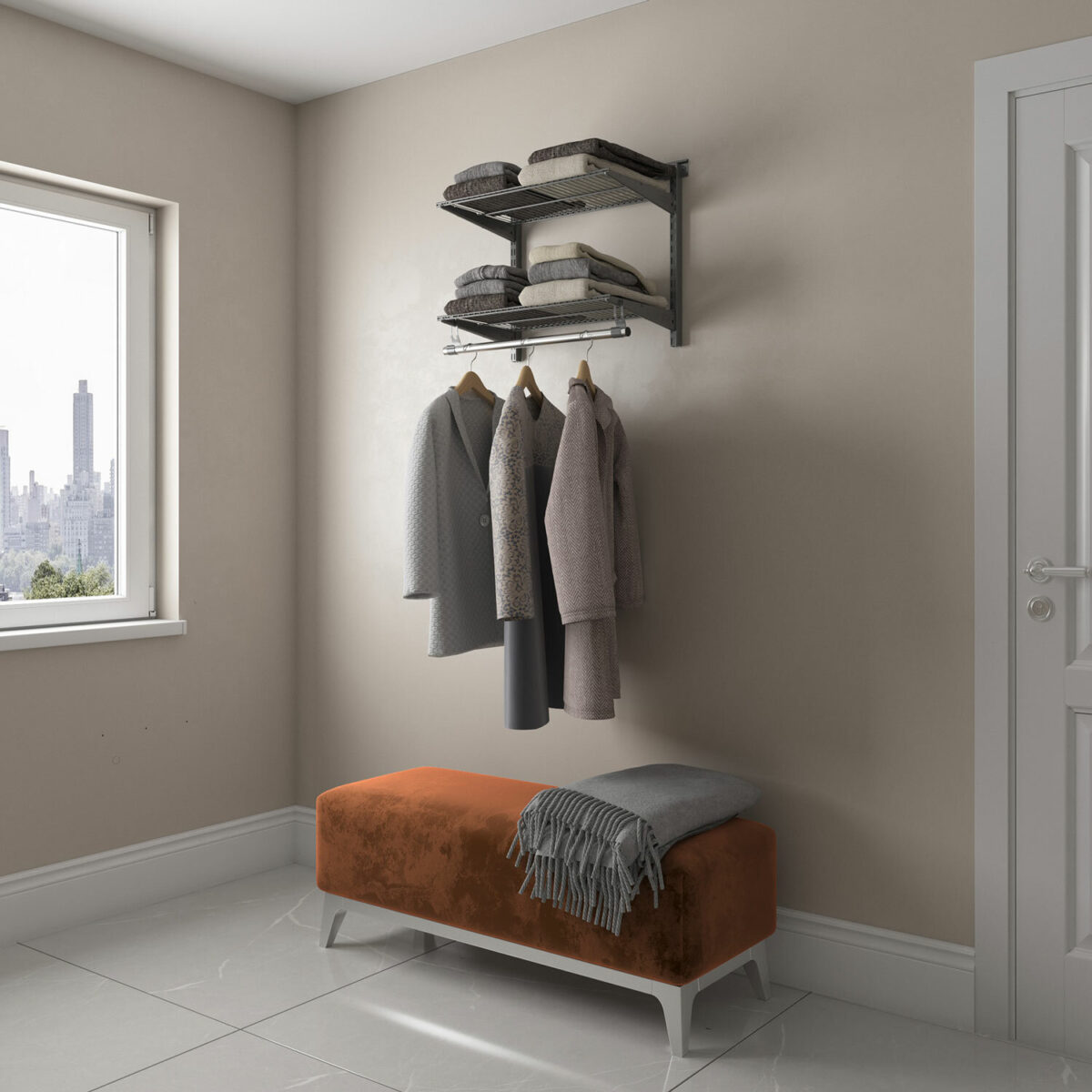 Гардеробная система BASIC G60S, 530х640х350 мм, 2 полки, 1 штанга, графит, S70299913415 — изображение 3