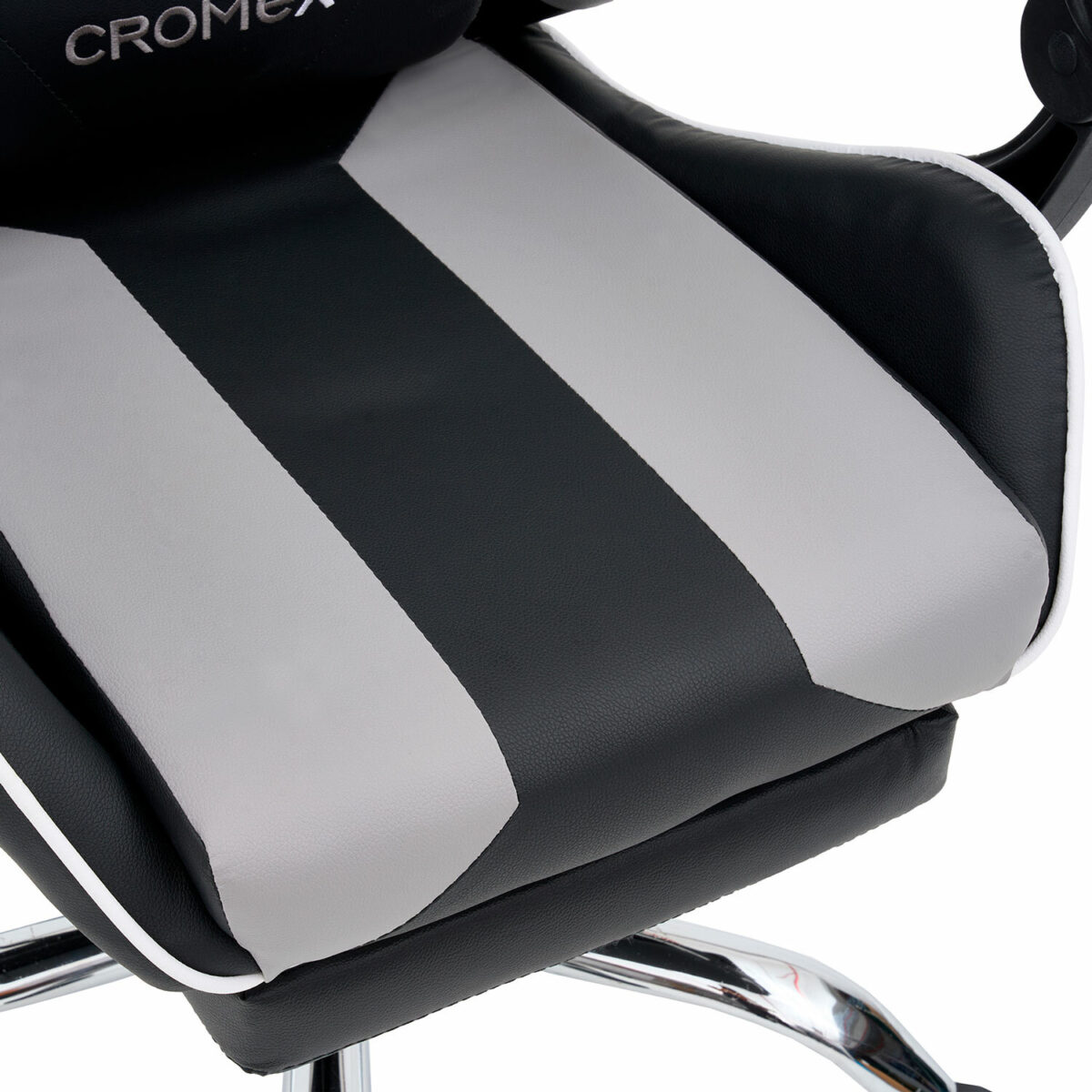 Кресло компьютерное CROMEX (КРОМЕКС) "Wave GM-145", вибромассаж, подножка, подушки, экокожа, черное/серое, 532956 — изображение 11