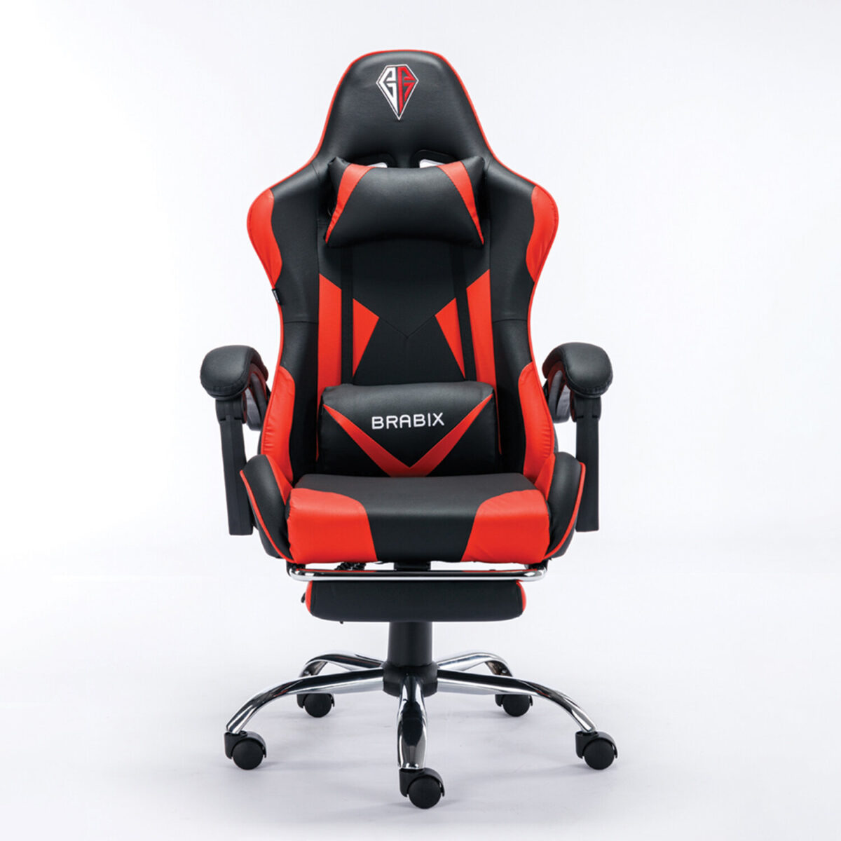 Кресло компьютерное BRABIX "Dexter GM-135", подножка, две подушки, экокожа, черное/красное, 532799 — изображение 5