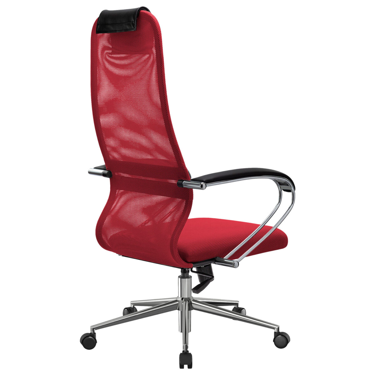 Кресло офисное МЕТТА "SU-B-8" хром, ткань-сетка, сиденье мягкое, красное — изображение 9