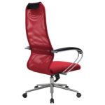 Кресло офисное МЕТТА "SU-B-8" хром, ткань-сетка, сиденье мягкое, красное — изображение 9