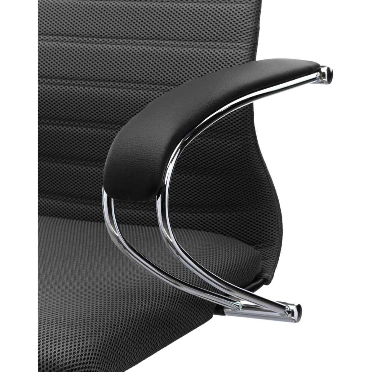Кресло офисное МЕТТА "SU-B-10" хром, ткань-сетка, сиденье и спинка мягкие, черное — изображение 11