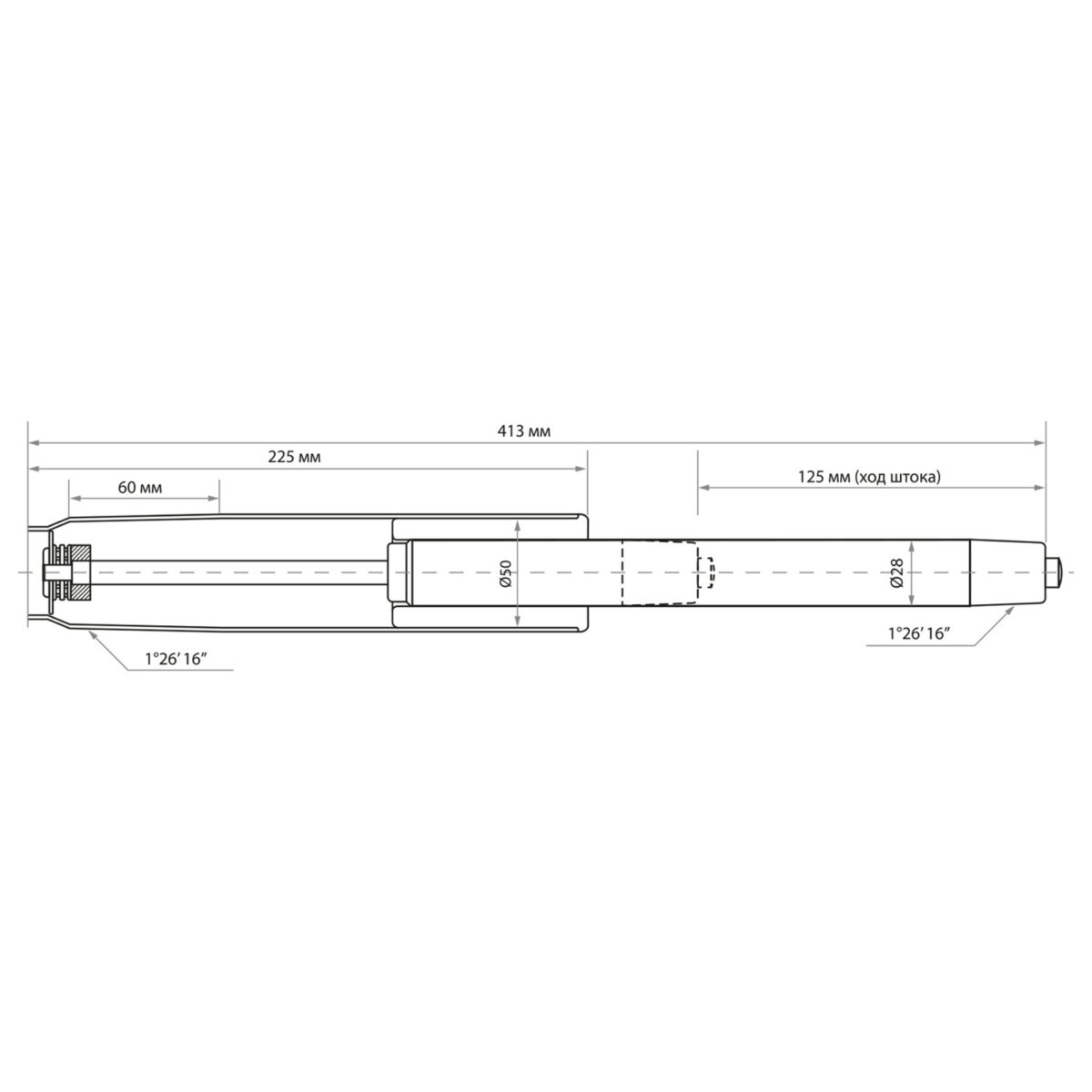 Газлифт BRABIX A-140 стандартный, ХРОМ, длина в открытом виде 413 мм, d50 мм, класс 2, 532005 — изображение 3