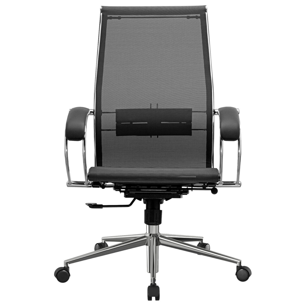 Кресло офисное МЕТТА "К-9" хром, прочная сетка, сиденье и спинка регулируемые, черное — изображение 8