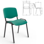 Стул для персонала и посетителей "ИЗО", черный каркас, ткань зеленая, В-27/С-34 — изображение 2