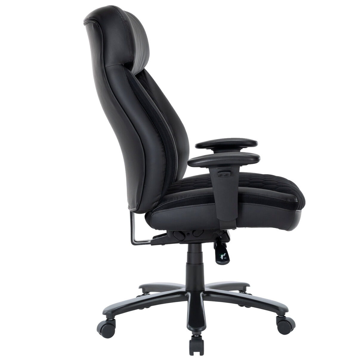 Кресло офисное CHAIRMAN CH 414, НАГРУЗКА до 180 кг, пружинный блок в сиденье, ткань/экокожа, черное, 7145955 — изображение 4