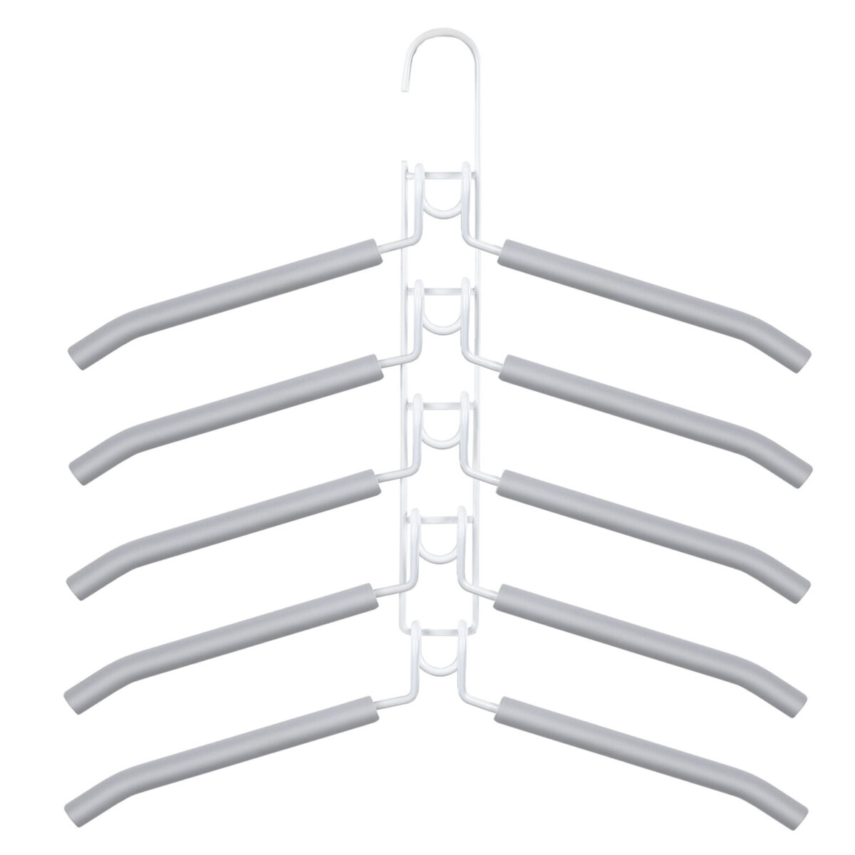 Вешалка-плечики трансформер 2 КОМПЛЕКТА (10 плечиков) металл с покрытием, белые, BRABIX, 880786 — изображение 3