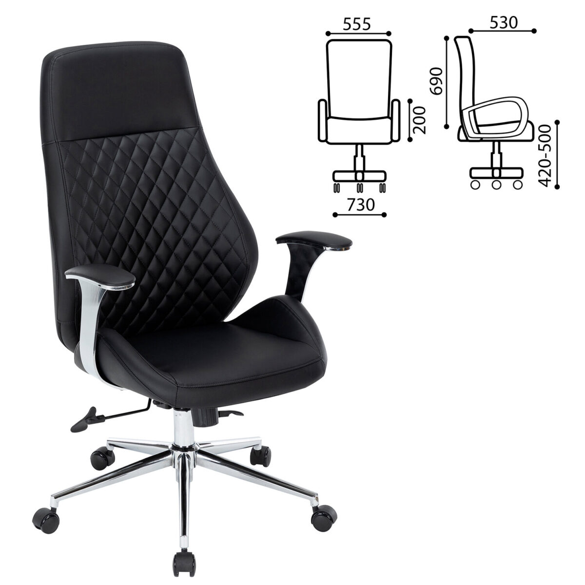 Кресло офисное CHAIRMAN CH 790, хром, эргономичное, экокожа, черное, 7145936 — изображение 2