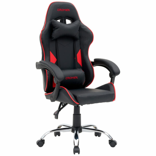 Кресло компьютерное CROMEX (КРОМЕКС) "Joker GM-125", две подушки, экокожа, черное/красное, 532954