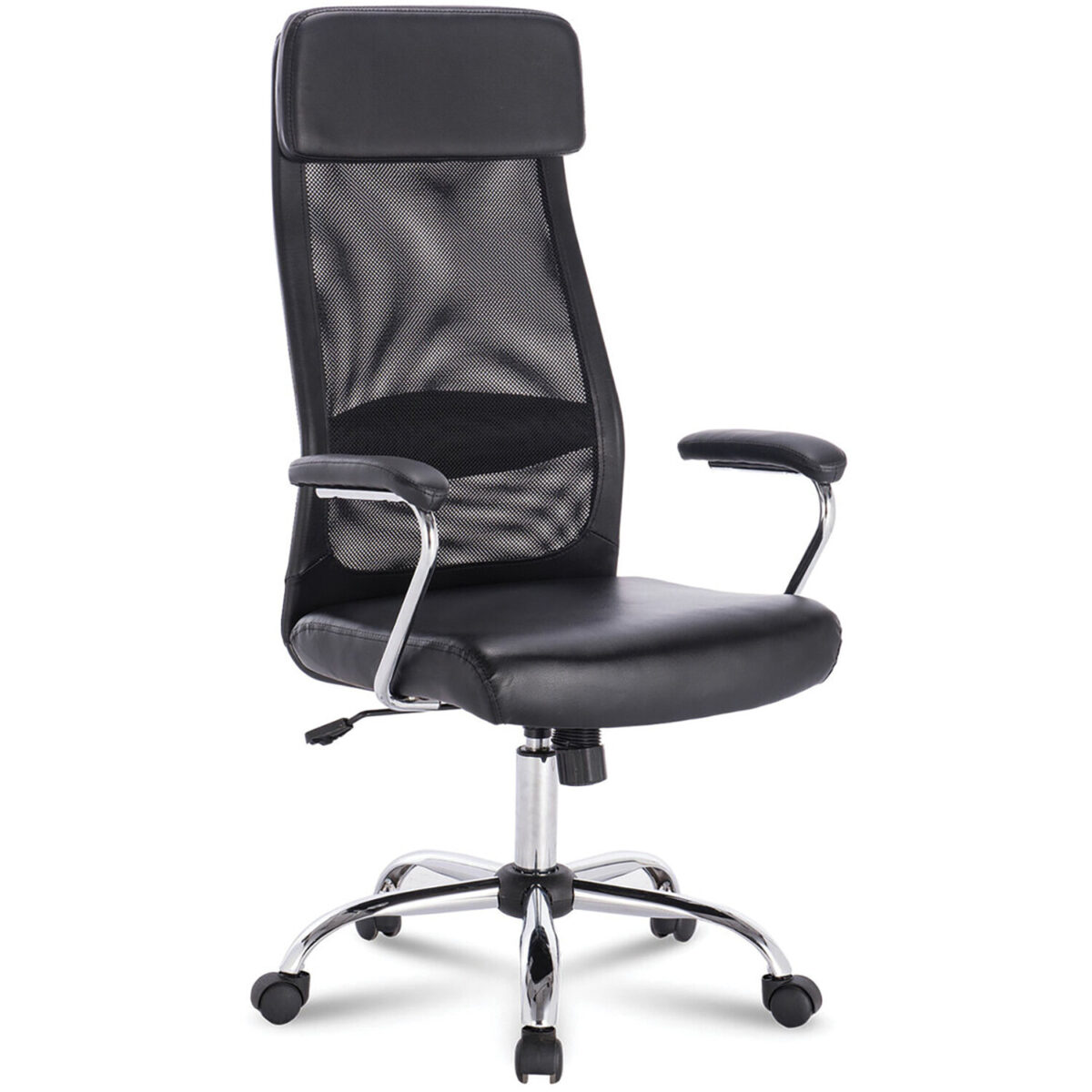 Кресло офисное BRABIX "Flight EX-540", хром, экокожа, сетка, черное, 531850 — изображение 1