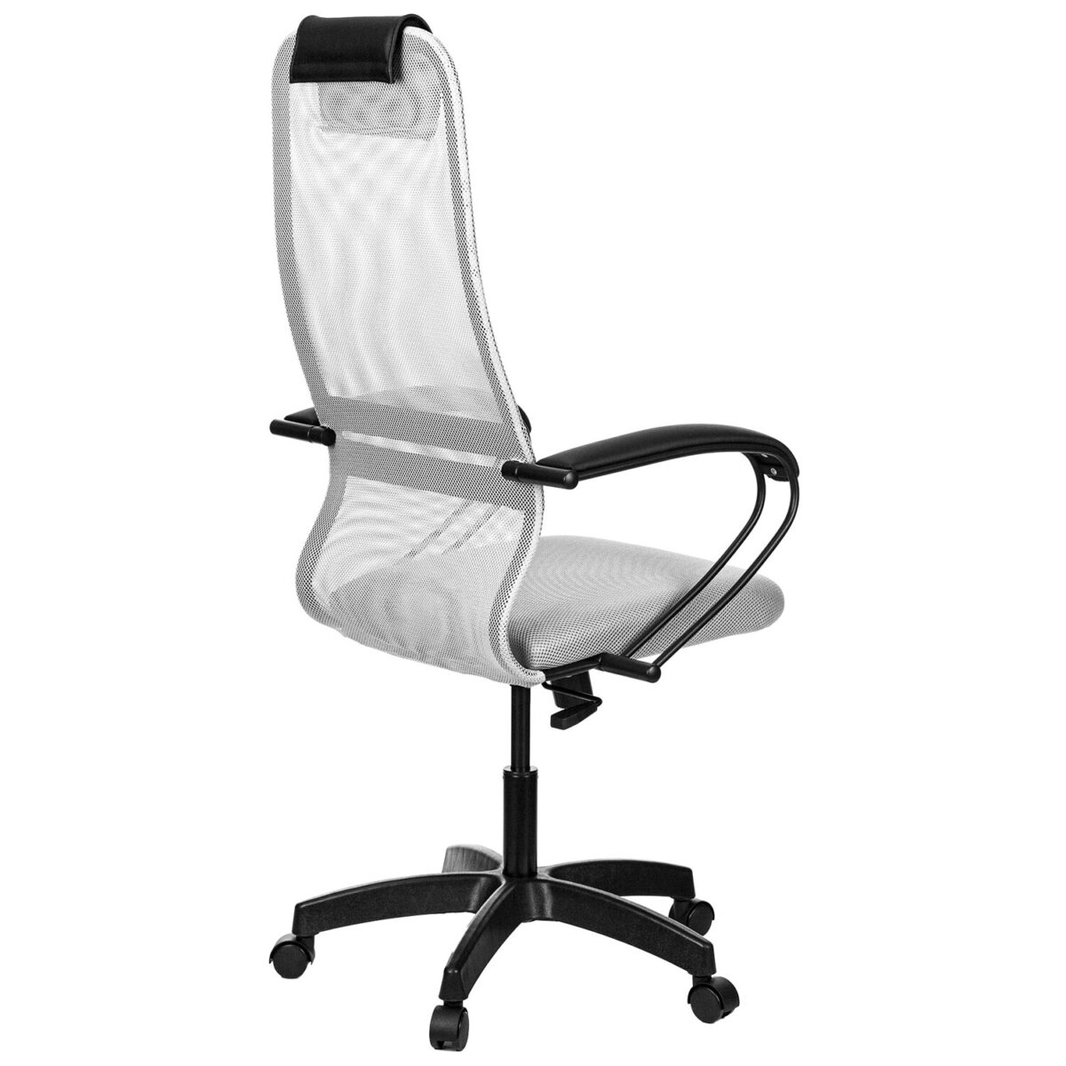 Кресло офисное МЕТТА "SU-B-8" пластик, ткань-сетка, сиденье мягкое, светло-серое — изображение 5