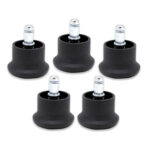 Опоры стационарные (глайдеры) для кресла, комплект 5 шт., пластиковые, шток d - 11 мм, цвет черный — изображение 2