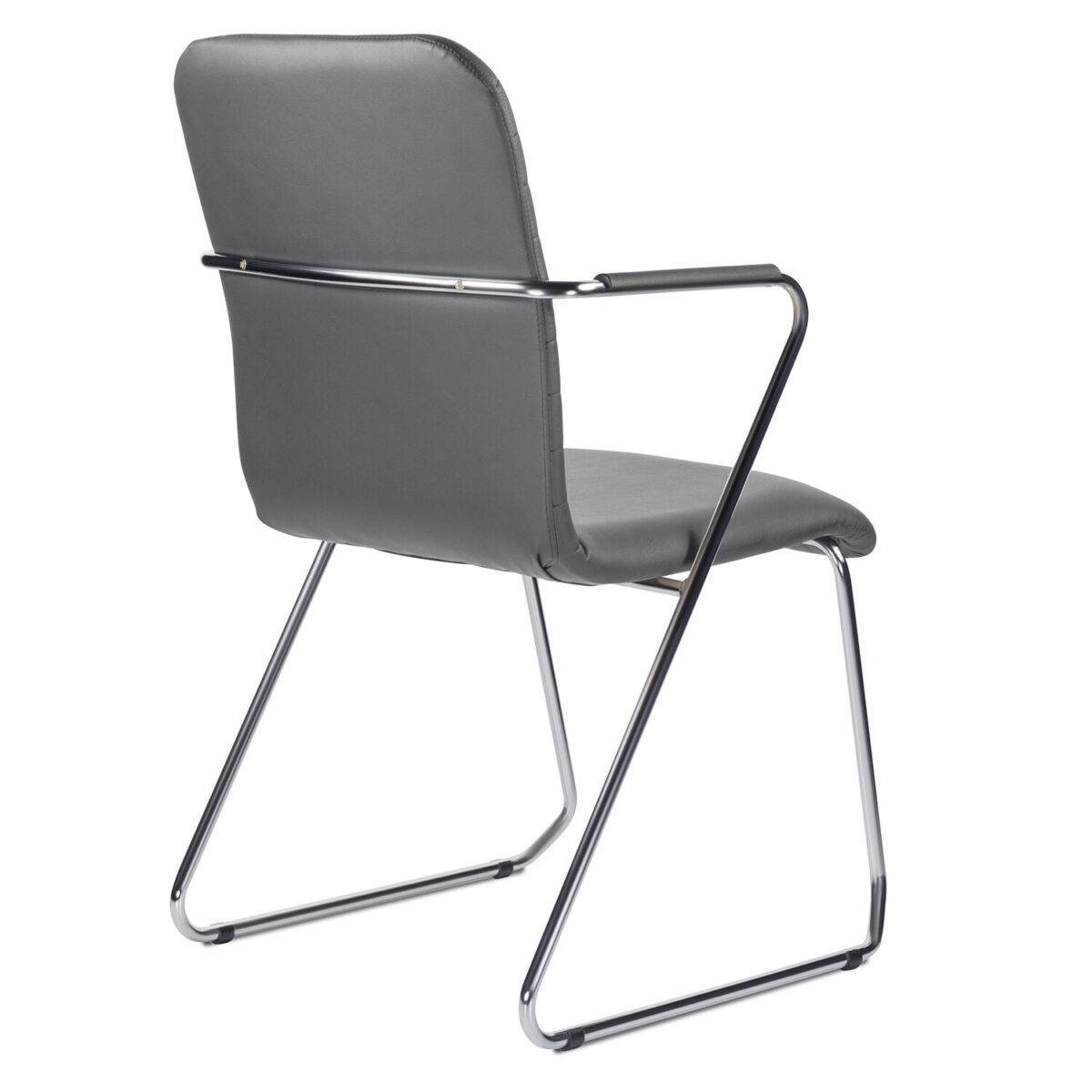 Кресло для приемных и переговорных BRABIX "Visit CF-101", хром, экокожа, темно-серое, 532561 — изображение 4
