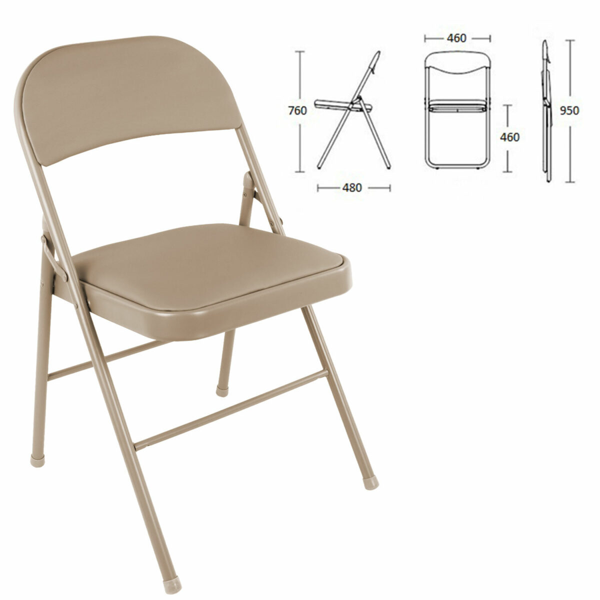 Стул складной BRABIX "Golf Plus CF-003 КОМФОРТ", бежевый каркас, кожзам бежевый, В КОРОБЕ, 533027 — изображение 2