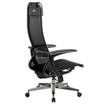 Кресло офисное МЕТТА "К-4-Т" хром, прочная сетка, сиденье и спинка регулируемые, черное — изображение 13