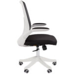 Кресло Chairman CH 565, откидные подлокотники, синхромеханизм, пластик белый, сетка/ткань, черное, 7146048 — изображение 4