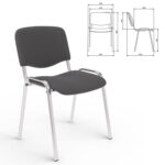 Стул для персонала и посетителей "ИЗО", хромированный каркас, ткань серая С-73, В-40 — изображение 2