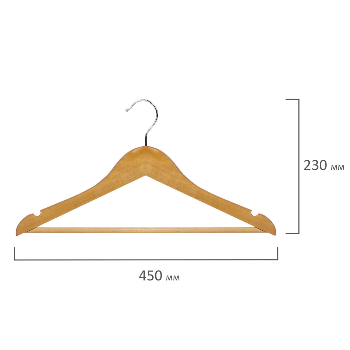 Вешалки-плечики, размер 48-50, КОМПЛЕКТ 5шт, деревянная, перекладина, цвет сосна, BRABIX "Стандарт", 601159 — изображение 7