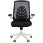 Кресло Chairman CH 565, откидные подлокотники, синхромеханизм, пластик белый, сетка/ткань, черное, 7146048 — изображение 3