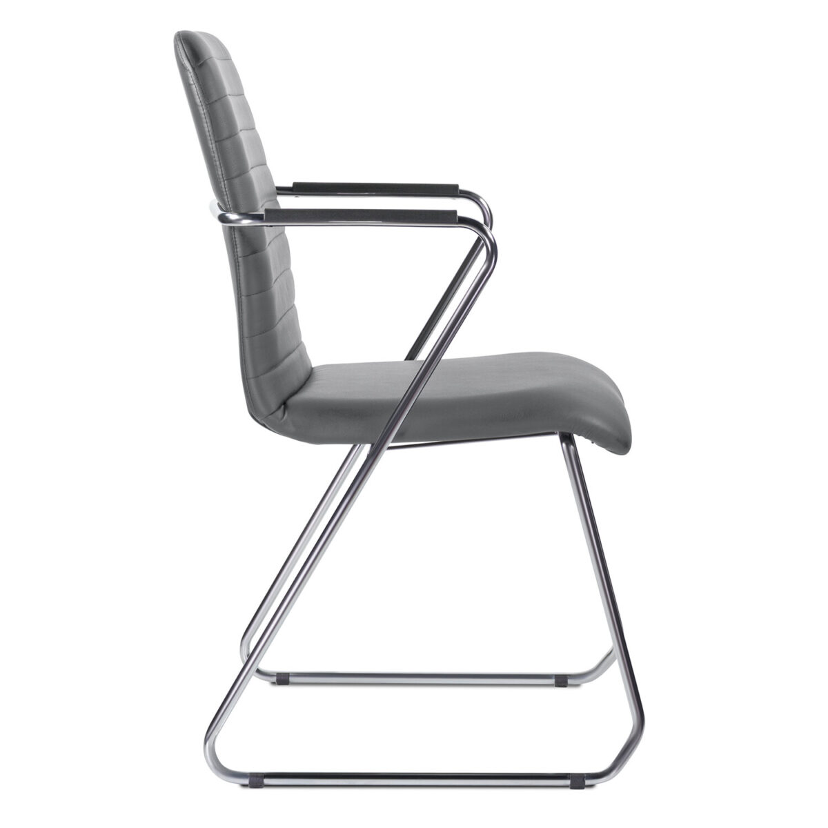 Кресло для приемных и переговорных BRABIX "Visit CF-101", хром, экокожа, темно-серое, 532561 — изображение 5